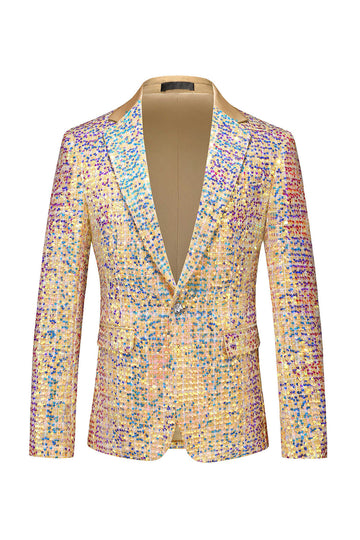 Champagne Sequin Single Breasted Notched Lapel Printed 2 Pieces Men's Prom Suits